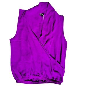NWOT Very J Vibrant Purple Sleeveless Wrap Blouse Elastic Waist – Size Small 💜